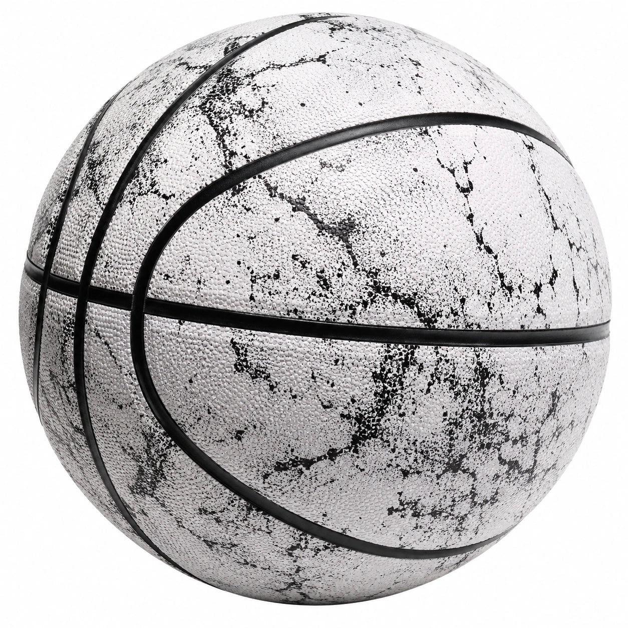 Pallone da basket con motivo marmorizzato bianco e nero