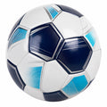 Pallone da calcio blu e bianco con struttura multi-pannello